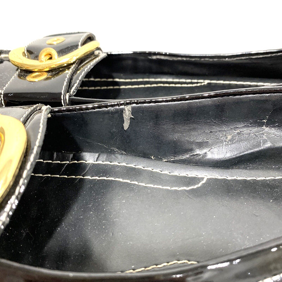 Nine West Lavetta 8.5M black patent driving loafers slip on shoes gold buckles - Picture 7 of 10